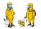 People dressed in full protective bio hazard suits