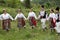 People dressed with traditional Bulgarian authentic folklore clothes