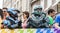 People dressed up in HALO armor suits from Microsoft attending the Gay Pride parade also known as Christopher Street Day, Munich