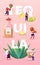 People Drinking Tequila Concept. Tiny Characters with Maracas, Salt and Lime at Huge Bottle and Agave Azul Plant Poster