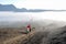 People driving motorcycles on Mt.Bromo national park, Indonesia