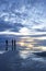 People at Dusk over the Bolivian salt flats