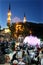 People eating `Iftar food` near the Eyup Sultan Mosque at Ramadan