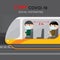 People on Electric Train Station, Public Metro Underground Subway. Stop Corona virus, 2019-nCOV. Character Cartoon Vector.