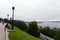 People on the embankment of the confluence of the Volga River and the Oka River.