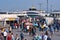 People at Eminonu Pier in Istanbul, Turkey