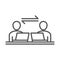 People employee with laptop, coworking office business workspace, line icon design