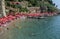 People enjoy bathing on Antalya Bay in Turkey.