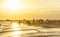 People enjoy the beautiful beach in late afternoon at Dauphin I