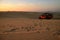 People enjoy dune buggy riding on Huacachina desert in Ica region of Peru, South America