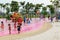 People enjoy playing new waterpark open in Kanchanaburi province, Thailand