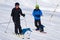 People enjoy ski and snowboard for winter holiday in Alps, Les Arcs 2000, Savoie, France, Europe