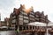 People enjoying in a bar terrace in historic centre of Bremen