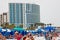 People enjoying a day in the sandy beach of Clearwater Beach in Tampa Bay area, Florida