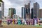 People enjoying the famous large Brisbane sign.