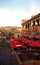 People enjoying a meal on the outdoor patio of Pizza Company Uptown Sedona, Arizona, USA