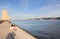 People enjoying Monument of Discoveries and Tagus River at Lisbon, Portugal