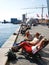 People enjoying outside of the Royal Library, COPENHAGEN, DENMARK