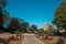 People enjoying sunny day at Forbury Gardens Public Park, Reading, England, United Kingdom