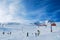People enjoying sunny ski day Solden Austria