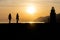 People enjoying Sunset in Camogli, a fishing village and tourist resort close to the peninsula of Portofino, on the Golfo Paradiso