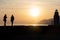 People enjoying Sunset in Camogli, a fishing village and tourist resort close to the peninsula of Portofino, on the Golfo Paradiso