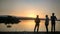 People enjoying sunset at sukhna lake