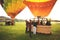 People enter the balloon