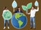 People with environment and recycling icons