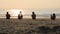 People exercise morning on the beach