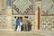 People explore mausoleum of Khoja Ahmed Yasavi in Turkistan, Kazakhstan.