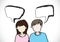 People face emotions icons with dialog speech bubbles