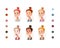 People face set creator. Flat icon. Person avatar illustrations. Young woman and girls . Cartoon style, isolated . Different