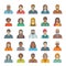 People faces avatars flat thin line vector icons