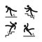 People falling. Person slipping on wet floor, falling down stairs, drop from altitude. Simple black silhouette