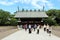 People and families taking photos around Miyazaki Jingu Shrine