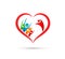 People family logo in heart shape icon winning happiness health together team success wellness health symbol