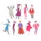 People in Festival Costumes Set, Person Taking Part at Carnival Party, Masquerade Ball or Holiday Celebration Vector