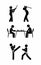 People fight, sports duel, stick figure illustration of a man, human body