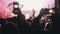 People Filming Rock Concert on Smartphones, Silhouettes Crowd of Fans Dancing