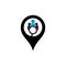 People finder gps logo logo. Magnifying glass logo.