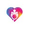 People finder heart shape logo. Magnifying glass logo.