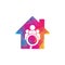 People finder house shape logo. Magnifying glass logo.