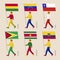 People with flags: Bolivia, Venezuela, Chile, Guyana, Suriname, Ecuador