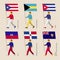 People with flags: Cuba, Dominican Republic, Haiti, Bahamas