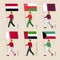 People with flags: Yemen, Oman, Qatar, UAE, Kuwait, Bahrain