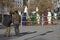 People in front of Chrismas decorations in Granada