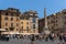 People in front of Fountain in front of Pantheon in city of Rome, Italy