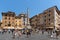 People in front of Fountain in front of Pantheon in city of Rome, Italy