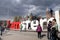 People in front of the Rijksmuseum and popular statue \'I Amsterd